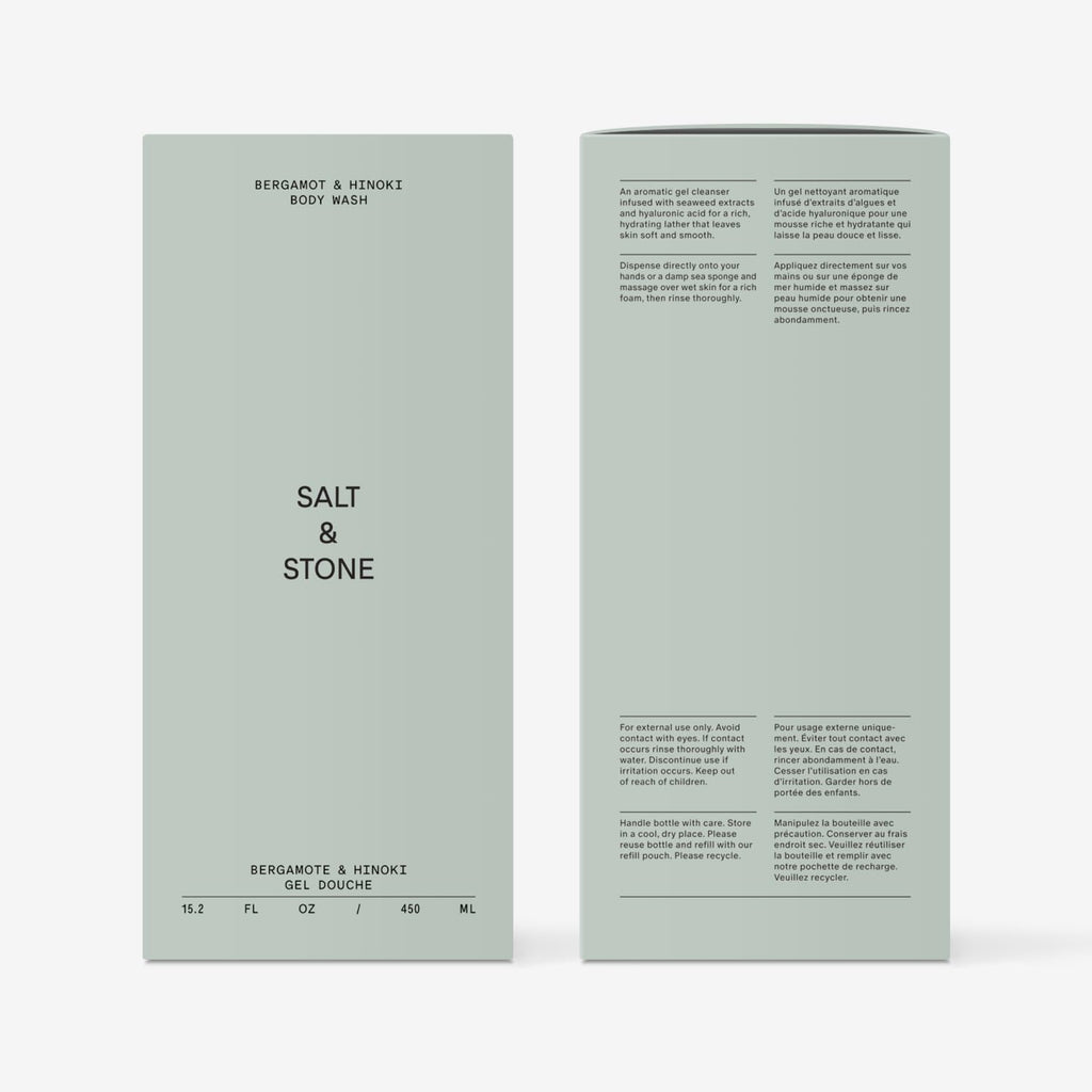 Salt & Stone Body Wash for Women & Men, Bergamot & Hinoki 15.2 fl oz