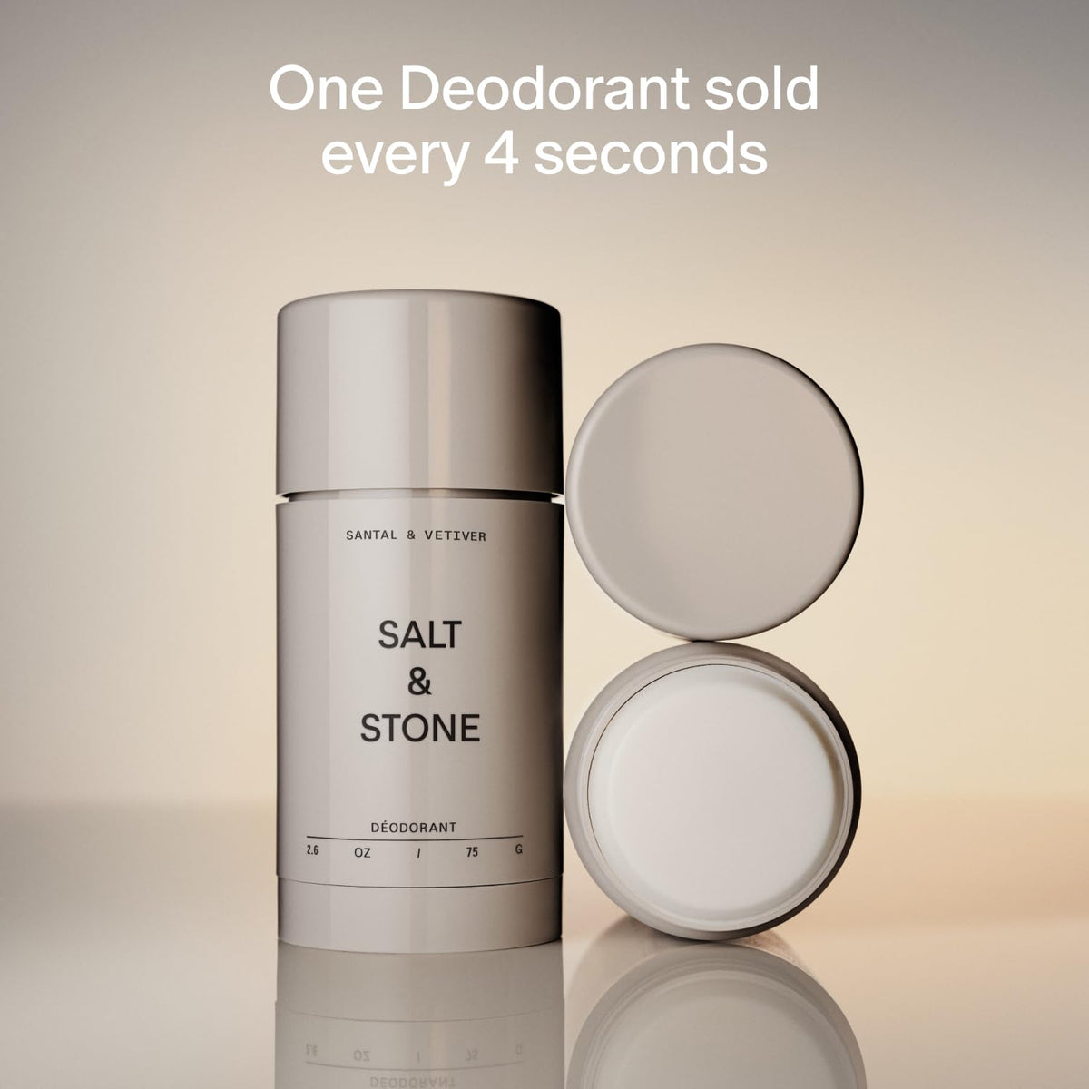 Salt & Stone Aluminum-Free Deodorant, Women & Men Santal & Vetiver 2.6 oz