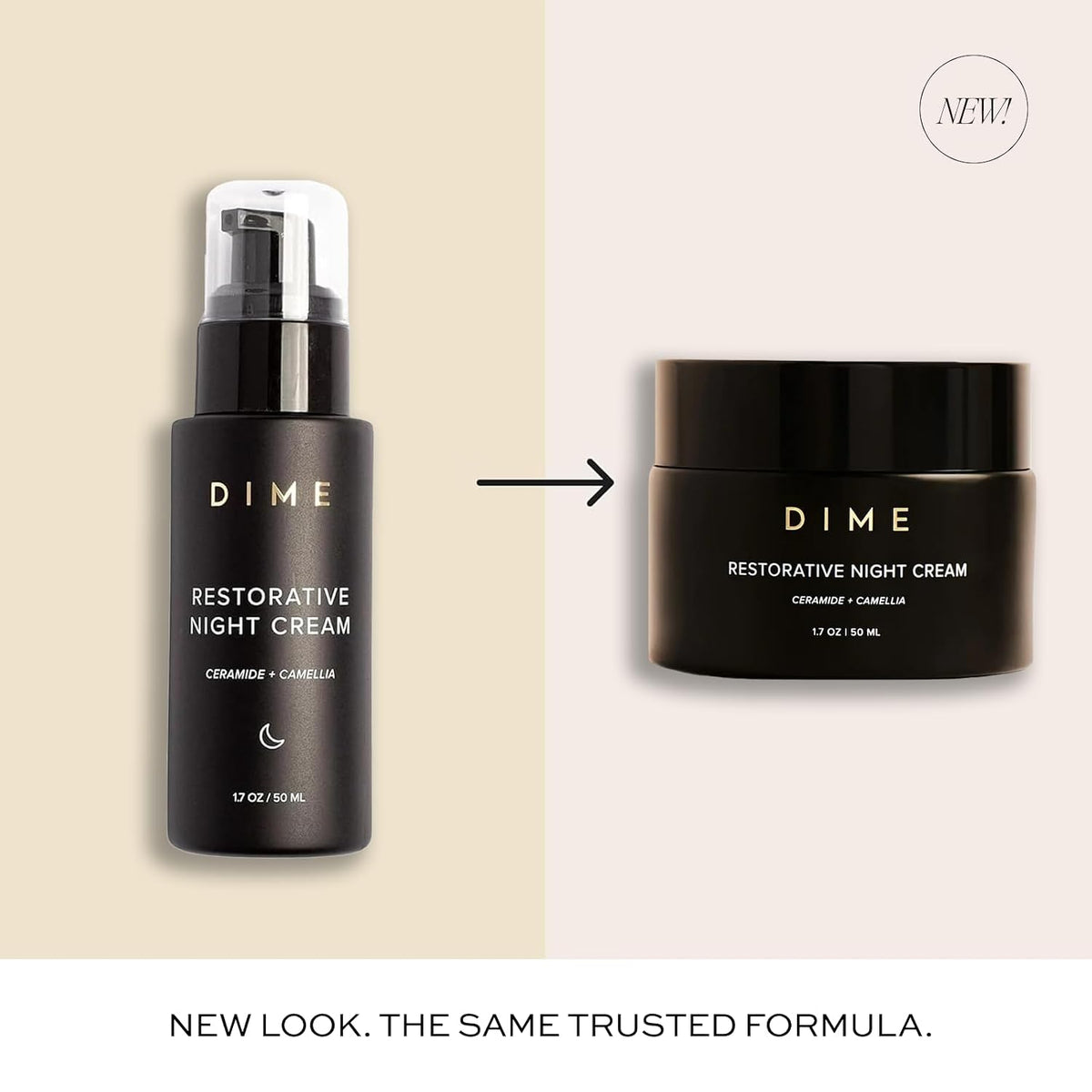 DIME Beauty Restorative Night Cream - Anti-Aging Face Moisturizer with Ceramides, Peptides, Sea Buckthorn and Squalane, Hydrating for Fine Lines and Wrinkles, Vegan, Cruelty-Free, 1.7 oz / 50 ml