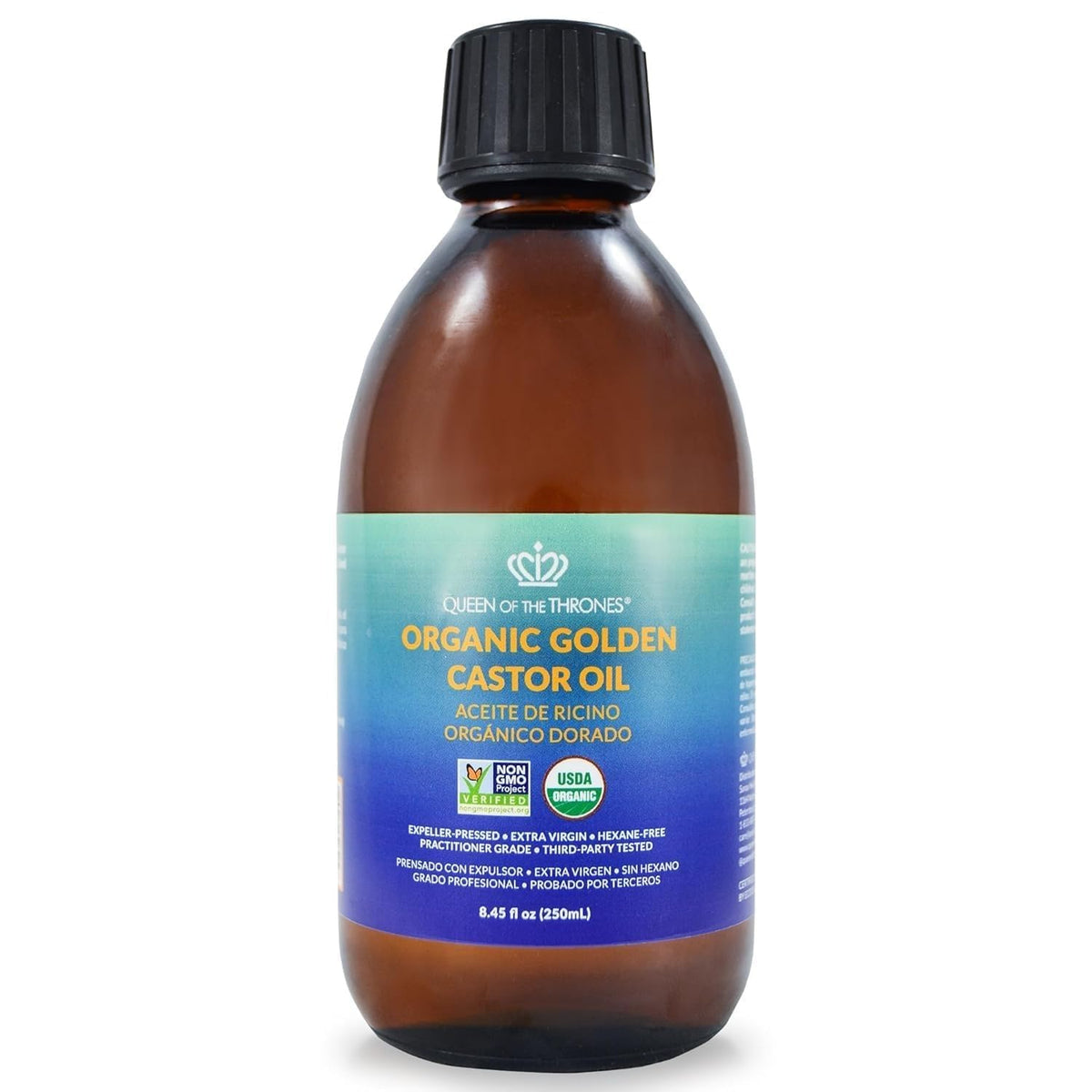QUEEN OF THE THRONES Organic Golden Castor Oil, 16.9 oz, 500 ml
