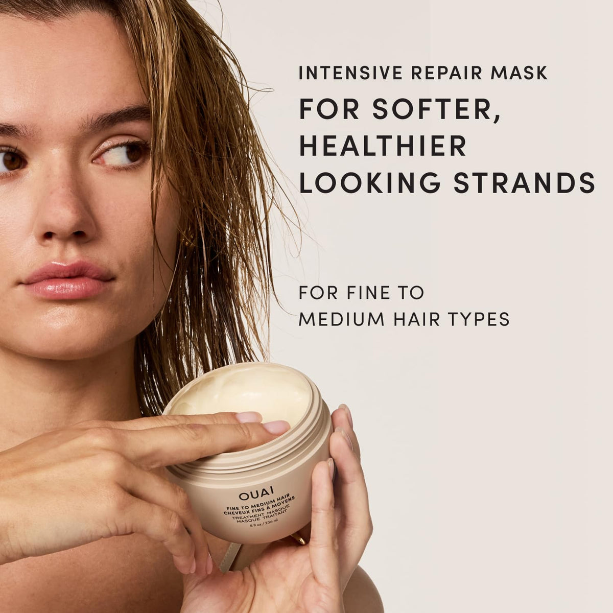 OUAI Lightweight Hydrating Hair Mask for Fine to Medium Hair, 8 oz
