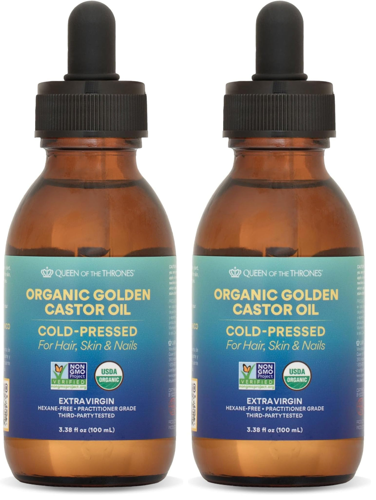 QUEEN OF THE THRONES Organic Golden Castor Oil, 16.9 oz, 500 ml