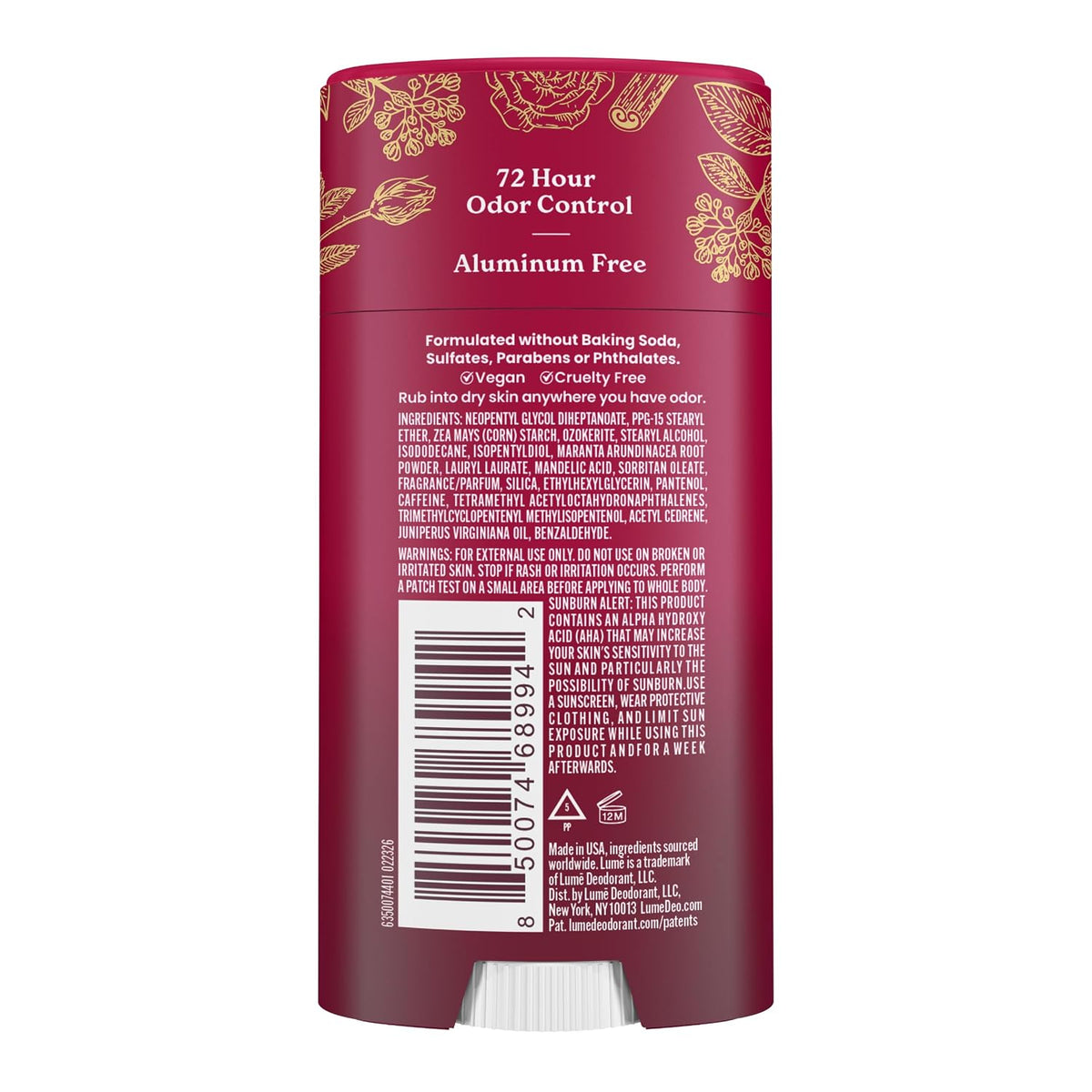 Lume Whole Body Deodorant - Solid Stick - 2.6 oz (Spiced Sandalwood)