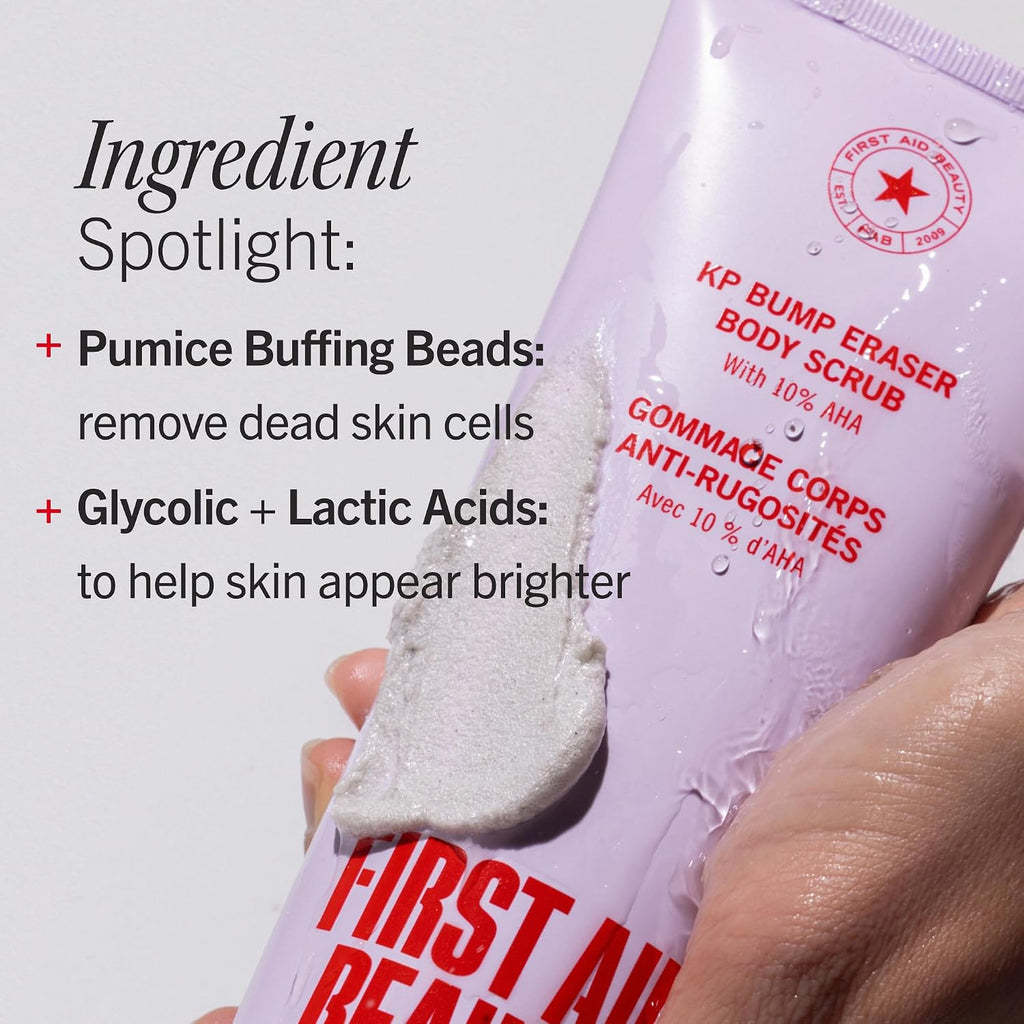 First Aid Beauty KP Bump Eraser Body Scrub, 10% AHA Body Exfoliator