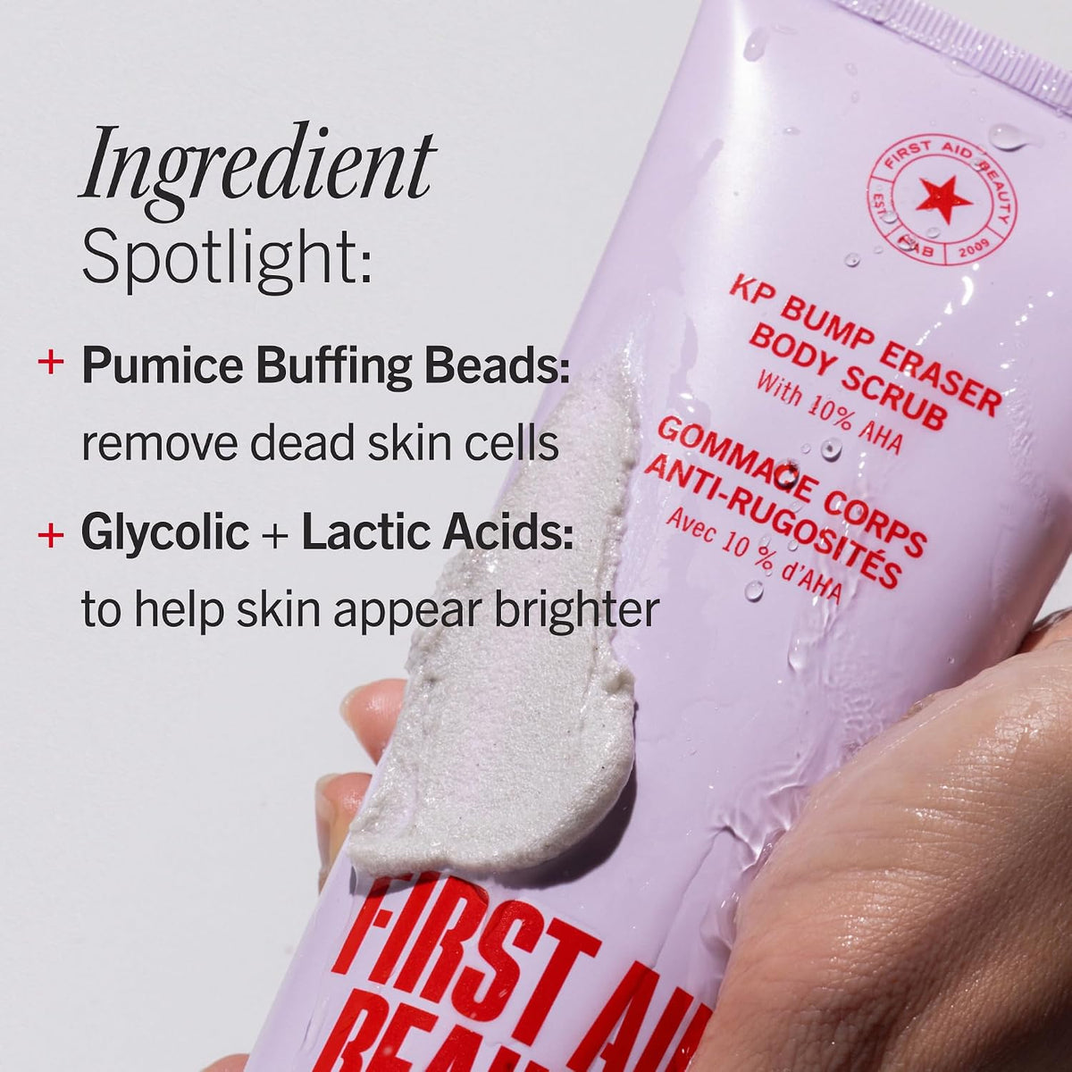First Aid Beauty KP Bump Eraser Body Scrub, 10% AHA Body Exfoliator