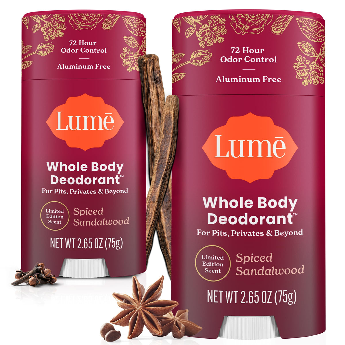 Lume Whole Body Deodorant - Solid Stick - 2.6 oz (Spiced Sandalwood)