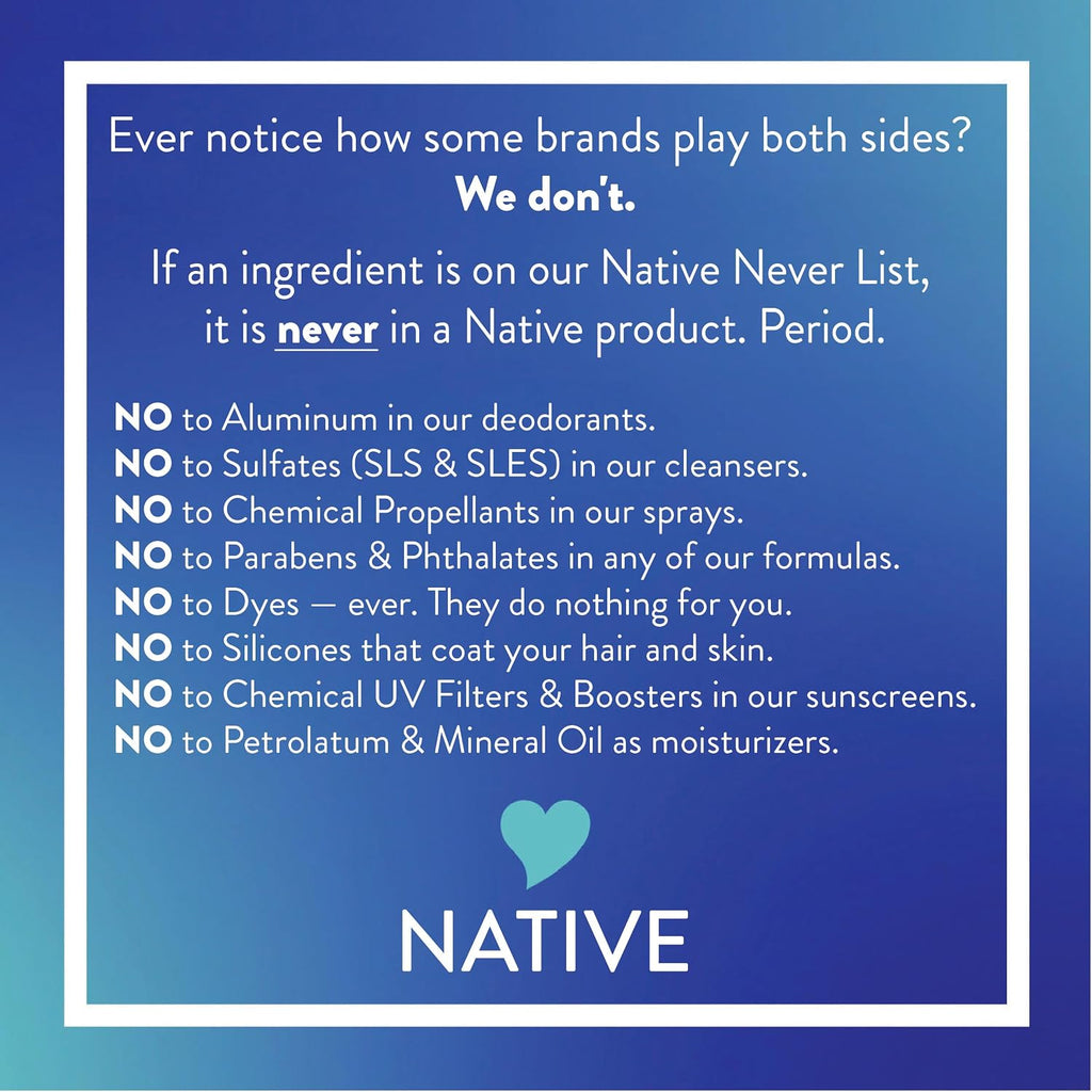 Native Clean Body Wash, Gentle & pH-balanced for Sensitive Skin, 24-Hr Freshness for Women & Men, Vegan & Cruelty-Free, Free of Sulfates, Parabens & Phthalates, Coconut & Vanilla, 18fl oz